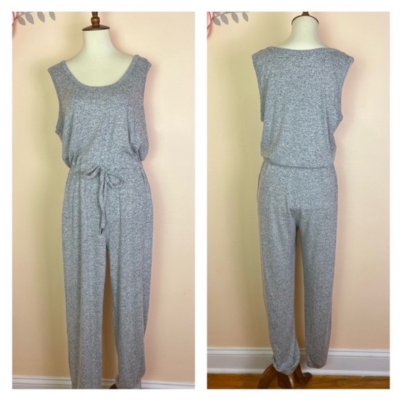New! RAILS Becky Sleeveless Knit Jumpsuit in Gray Drawstring Loungewear Travel - Picture 6 of 11